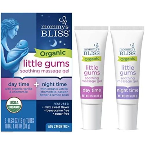 Mommy's Bliss Organic Little Gums Soothing Massage Gel Day and Night Combo Helps with Tender Age Months + Sugar Free 2 - 0.53 Oz Tubes, mild, sweet flavor, 2 Count(Pack of 1)