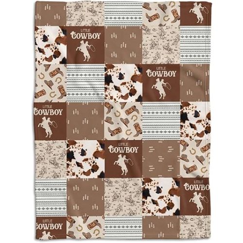 Western Blanket, Western Decor for Nursery Room, Baby Blankets for Boys Girls, 30x40 inches Baby Cowboy Blankets, Soft Warm Lightweight Nursery Bed Blanket for Newborn Toddlers