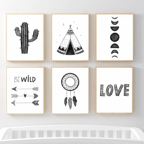 Minimalist Art, Baby Nursery, Nursery Decor, Monochrome Nursery Art, Nordic Style, Gender Neutral Wall Art, Dreamcatcher art,