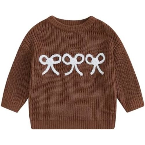 Baby Girl Knit Sweater Cute Bow Chunky Knitted Pullover Sweatshirt Toddler Girls Fall Winter Clothes