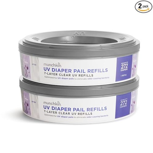Munchkin® UV Diaper Pail Refill Rings, Holds up to 544 Newborn Diapers, 2 Pack