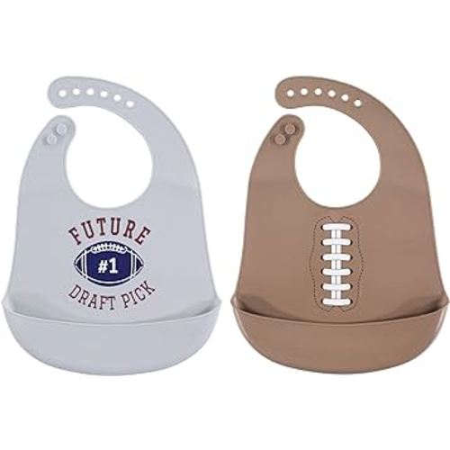 Hudson Baby Unisex Baby Silicone Bibs, Football, One Size