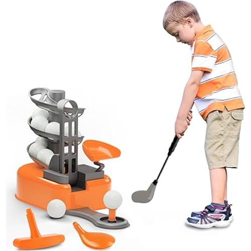 iPlay, iLearn Kids Golf Toys Set W/Left & Right Club Head, Boys Outdoor Sport Toy Age 3-5, Toddler Indoor Golf Ball Game, Child Active Yard Play, Birthday Gift Stocking 4 6 7 8 Year Olds Toddler Girls