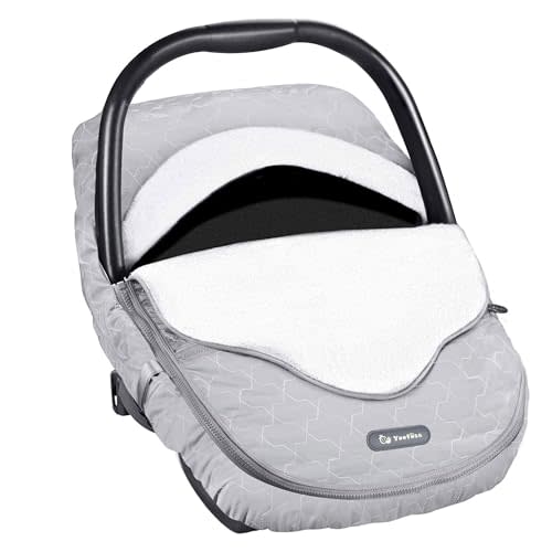 Yoofoss Baby Car Seat Cover Winter Carseat Canopies Cover to Protect Baby from Cold Wind, Super Warm Plush Fleece Baby Carrier Cover for Infant Boys Girls (Gray)