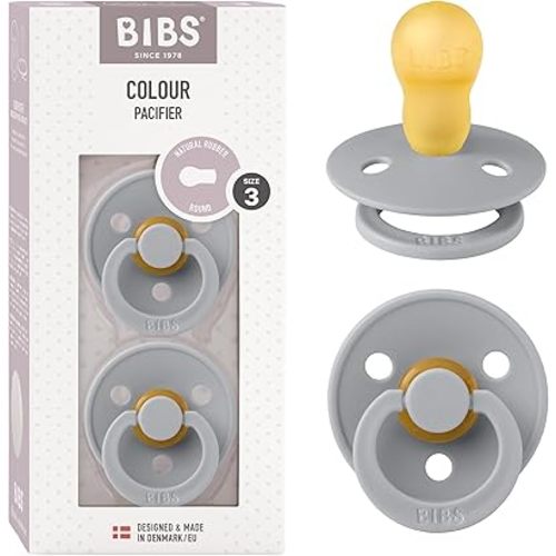 BIBS Pacifiers Colour Collection | Natural Rubber Baby Pacifier | Set of 2 BPA-Free Soothers | Made in Denmark | 18+ Months (Pack of 2) | Cloud