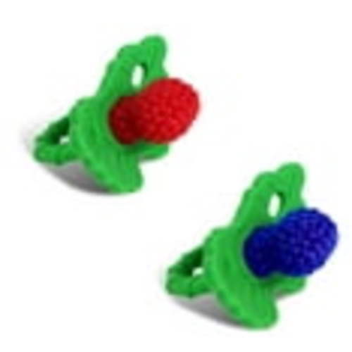 RaZbaby RaZberry Teether 3m+ (2 Pack) - Soft Silicone, BPA Free, Freezable, Easy-to-Hold for Baby - Red/Blue