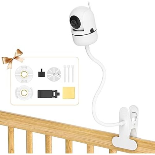 Universal Baby Monitor Crib Mount for HelloBaby, VTech, Infant Optics DXR 8 & DXR-8 Pro, ANMEATE, Nanit Pro, Eufy, Owlet, VAVA - 19.4" Flexible Goosenesk Baby Monitor Crib Holder for 360° Adjustable
