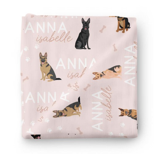 Personalized Baby Name Swaddle Blanket | German Shepherd