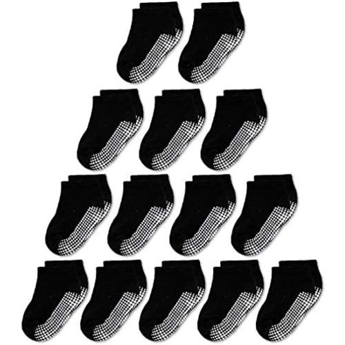CozyWay Baby & Toddler Socks With Grippers Non Slip Low Cut Grip Socks for Girls and Boys Soft Comfy Cotton - 14 Pack