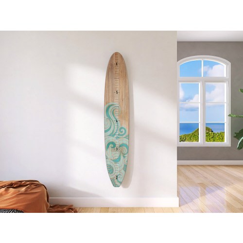 Seaside Series Surfboard Growth Chart Teal Wave | Wooden Height Chart | Ocean Themed Nursery | Longboard Height Chart | Surfboard Signs