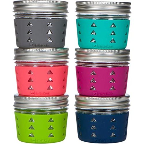 Silicone Mason Jar Protector Sleeve - Fits 4oz Jelly Jars | Package of 6 | Multicolor (Multicolor, 6)