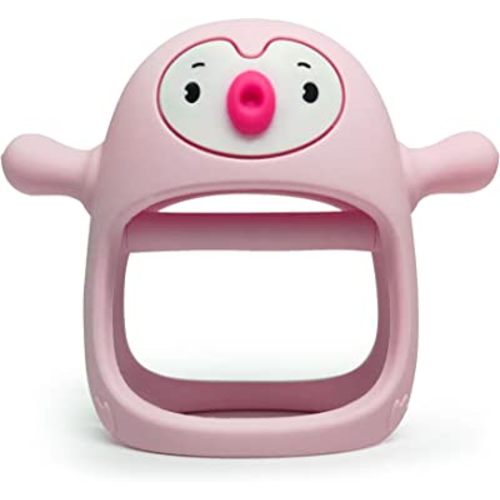 Smily Mia Penguin Teether for Babies 0-6Months, Pacifier Teething Toys for Babies 6-12Months,Ultimate Baby Registry & Shower Gift, Infant Handle Toys for 0-3Months Baby Girls, Old Roze
