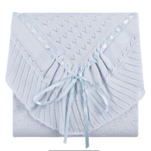 Pointelle Knit Ruffle Blanket