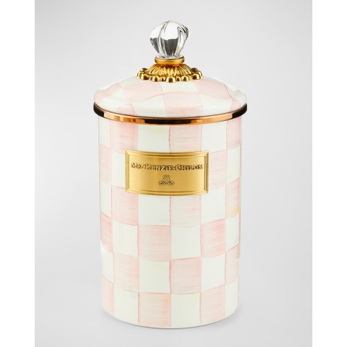 Rosy Check Enamel Canister, Large