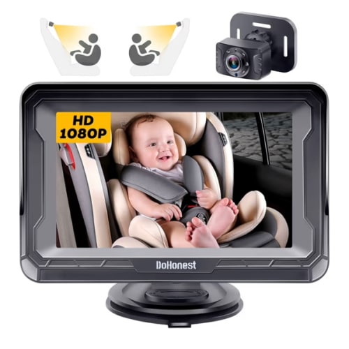DoHonest Baby Car Camera HD 1080P - Rear-Facing Car Baby Monitor with Night Vision, Adjustable View Angle, Easy Setup, Anti-Glare Display, Safety for Kids & Infants