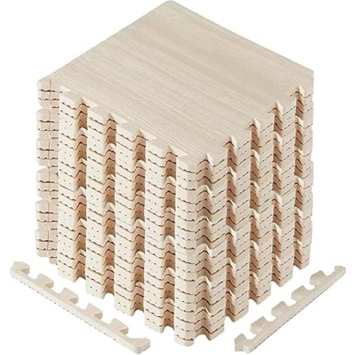 Yes4All EVA Interlocking Mats, Puzzle Floor Tiles, Foam Floor Padding with Border for Furniture, Home Space, Living Room, Garage 11,22,32 SQFT