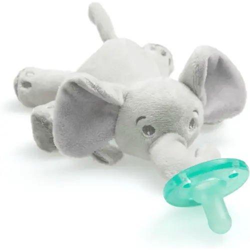 Philips AVENT Soothie Snuggle Pacifier Holder with Detachable Pacifier, 0m+, Elephant, SCF347/03- 1 Count (Pack of 1)