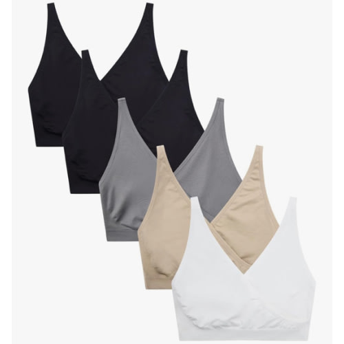 Suekaphin 5pack Nursing Bra Maternity Bra Breastfeeding Sleeping/Sleep Bra Pregnancy Women's Seamless Bralette Wirefree