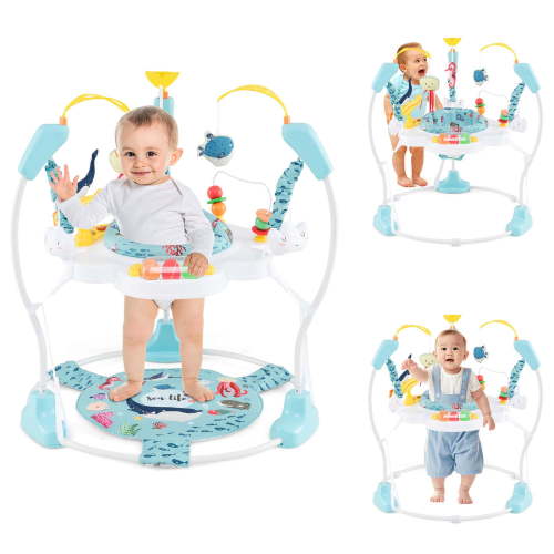 Costway Baby Stationary Activity Center Infant Jumper with Removable Foot Pad Navy