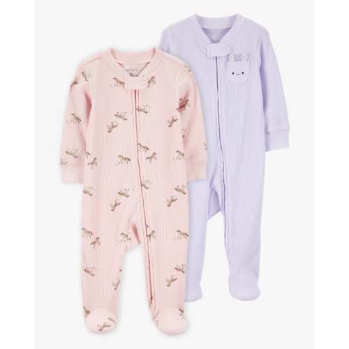 Baby 2-Pack  Ribbed 2-Way Zip Sleep & Play Pajamas - Pink/Purple - Carter's | Carter's