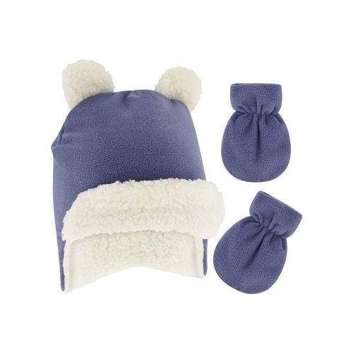 Rising Star Baby Girls & Boys Trapper Hat and Mitten set, Winter set for Infants Ages 0-6 Months (Gray)