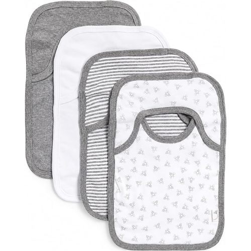 Burt’s Bees Baby Unisex Baby Bibs, Lap-Shoulder Drool Cloths, 100% Organic Cotton with Absorbent Terry Towel Backing Bibs