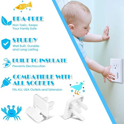 Outlet Covers Babepai 38-Pack White Child Proof Electrical Protector Safety Improved Baby Safety Plug Covers - A-Square-38 Count