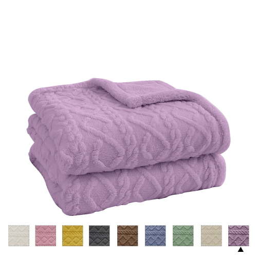 Homieway Purple Throw Blanket, Throw Size Lightweight Taffeta Fleece Blanket for Couch Sofa, 2-Sided 3D Woven Design Fuzzy Soft Cozy Blanket for All Seasons, 40"60"