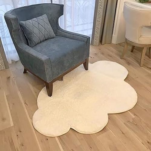 ZYFAB Area Rugs for Kids Cloud Shape Baby Crawling Rugs Carpet Outdoor & Indoor Floor Plush Soft Non-Slip Nursery Decoration Rugs,White,60×90CM