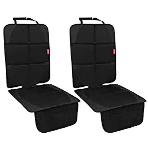 MORROLS Car Seat Protector, 2 Pack Seat Protector Carseat with Thickest Padding, Baby/Pets Car Seat Protector for Child Car Seat-Mesh Pockets-Waterproof-Universal Size(Black) - 2Pcs