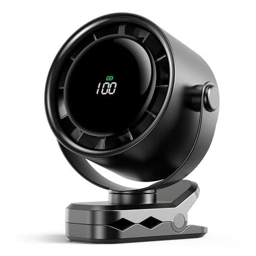 Koonie Clip On Fan, Strong Wind Ultra Quiet Small Portable, 5 Speed Rechargeable Battery Operated, Mini Personal for Stroller Travel Camping Golf Gym Cooling, Dual 360° Rotation, 4000mAh