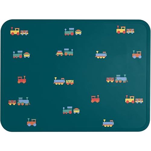 Simple Modern Silicone Placemat for Baby, Toddlers, Kids | Non-Slip Baby Eating Table Food Mat for Restaurants and Dining Table | Piper Collection | Trains