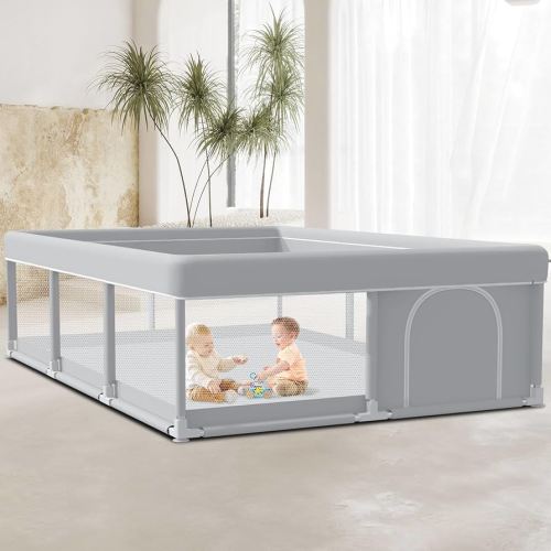Baby Playpen 74x50 Inch Large Playpen for Babies and Toddlers Baby Fence Baby Play Yards for Indoor & Outdoor with Breathable Mesh Anti-Fall Playpen