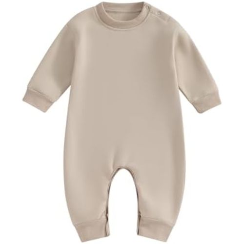 Newborn Baby Boy Girl Fleece Romper Jumpsuit Solid Color Long Sleeve Thick Sweater Onesie Warm Winter Outfit Clothes
