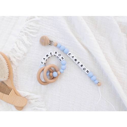 Personalized Pacifier Clip - Sky blue