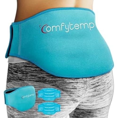 Comfytemp Ice Pack for Back Pain Relief, 2 Packs, FSA Eligible HSA, Reusable Gel Lower Back Wrap Ice Brace for Sciatica Injury, Hot Cold Compress for Lower Lumbar, Waist, Men Women After Surgery Gift