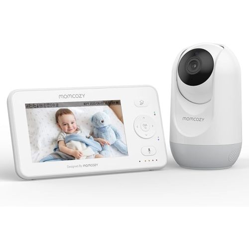 Momcozy Video Baby Monitor, 4.3" HD Baby Monitor with Camera and Audio Split Screen, No WiFi, IR Night Vision Long Battery Life 2-Way Audio VOX Pan/Tilt Zoom Lullabies Temperature Sensor Easy Setup