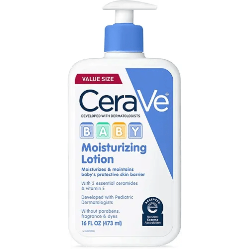 CeraVe Baby Lotion, Gentle Baby Skin Care with Ceramides, Niacinamide & Vitamin E, Fragrance, Paraben, Dye & Phthalates Free, Lightweight Moisturizer, 16 Ounce