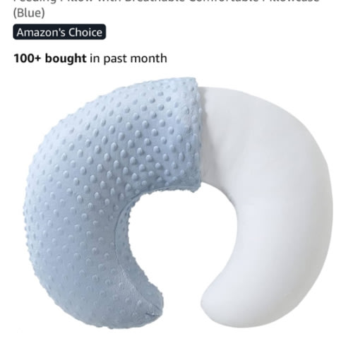 Baby Nursing Pillow and Body Positioner with Premium Slipcover for Breastfeeding for Baby Boys and Girls, Feeding Pillow with Breathable Comfortable Pillowcase (Blue)