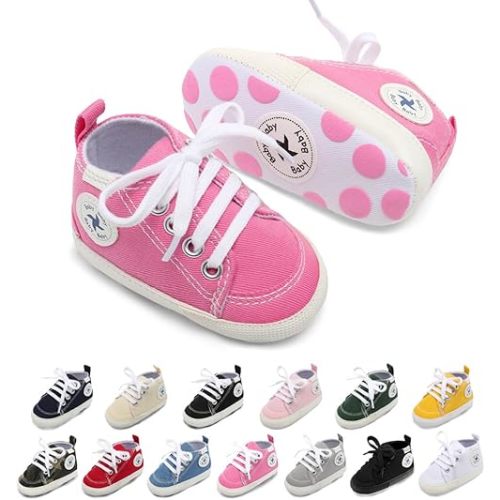 Baby Girls Boys Shoes Soft Anti-Slip Sole Newborn First Walkers High Top Canvas Denim Unisex Infant Sneaker