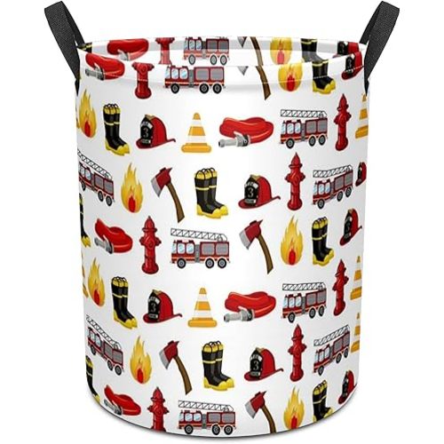 Fire Fighter Truck Baby Laundry Hamper,Laundry Basket,Waterproof Storage Bin for Bedroom,Clothes Organizer Basket,Toys Box,Room Decor