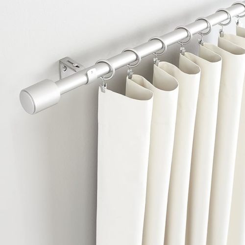Amazon Basics Adjustable 1 Inch Curtain Rods for Windows, Cap Finials, 72" to 144", Nickel