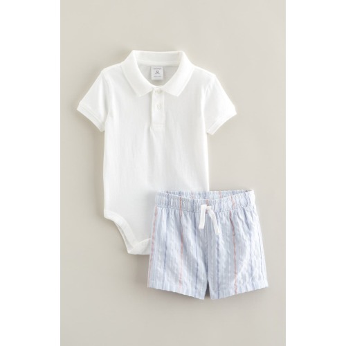 Cotton Polo Bodysuit & Shorts Set