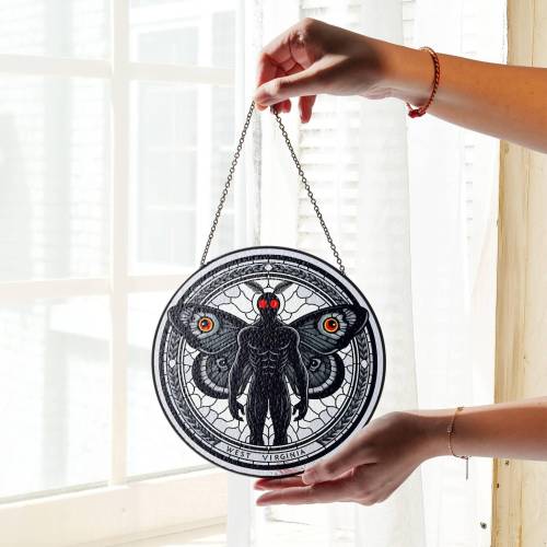 Mothman Stained Glass SunCatcher Mothman LightCatcher Cryptid Window Hanging Home Decoration Cryptozoology Creature Decor