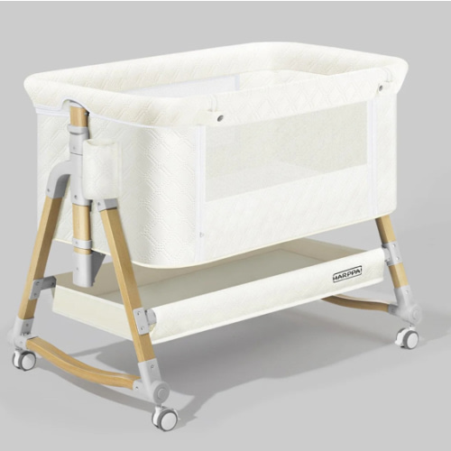 HARPPA Cuddly 3-in-1 Baby Bassinet Bedside Sleeper for Reflux | Attaches to Bed, Adjustable 5 Heights, Non-Toxic & CPSC Certified | Sturdy Aluminum Frame, Portable Wheels, Tool-Free Setup, Gentle Rocking | Perfect for Newborns, Infants, Small Spaces & Saf