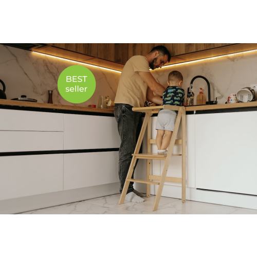 Folding helper tower LELEKA, Super THIN foldable tower, Adjustable Height Helper Kitchen Stool, Toddler Step Stool, Learning tower