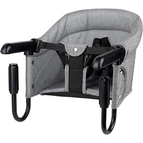 Portable Hook-On Baby High Chair with Clip-On Design & 37 lb Weight Capacity | Foldable Travel & Home Use for Babies 6-36 Months | Includes Storage Bag, Grey
