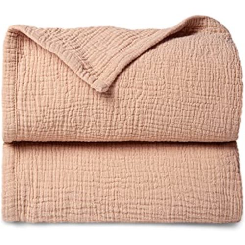 Lulu moon Muslin Quilt Blanket, Crib Blanket for Baby and Toddler,47x47 Inches(Pink)