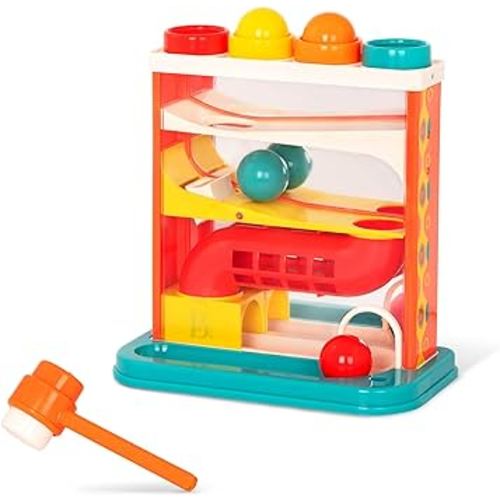 B. toys- Whacky Ball- Pounding Toy – 4 Colorful Balls & Hammer – Pound & Play – Developmental & Educational Toy for Toddlers, Kids – 12 Months +