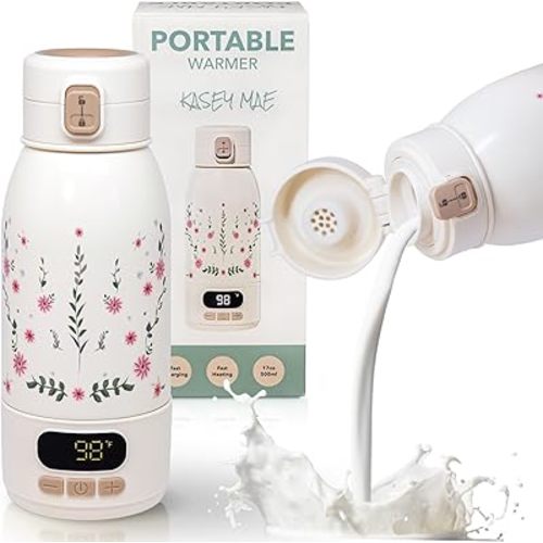Portable Bottle Warmer for Travel 17oz Capacity - Fast Heating for Milk & Water, Portable Milk Warmer Suitable for Baby Outdoor, Airplane, and Car - Long Battery Life & Fast Charging